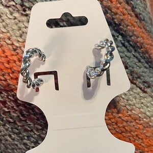 Elegant Silver Twisted Hoop Earrings